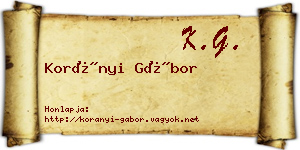 Korányi Gábor névjegykártya